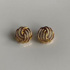 Vintage 80’s Monet Signed Gold Plated Earrings Pierced